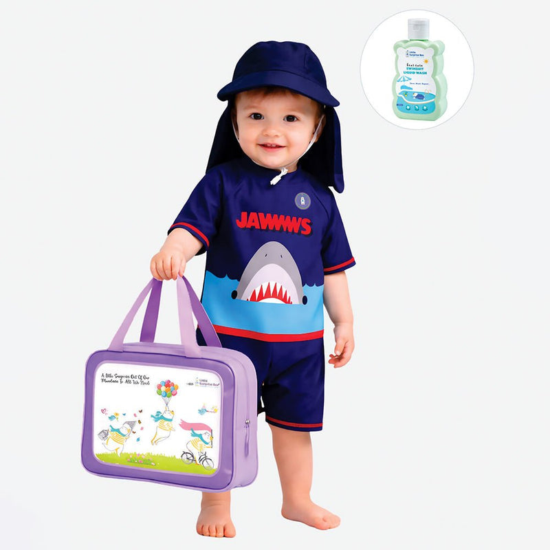 Little Surprise Box Jawws Shark Swimwear Set + Long Cap, Wash Bag & Detergent