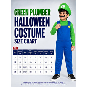 Little Surprise Box, Junior Super Brother Green Plumber, Kids Halloween Costume Fancy Dress Up - S Halloween Costumes