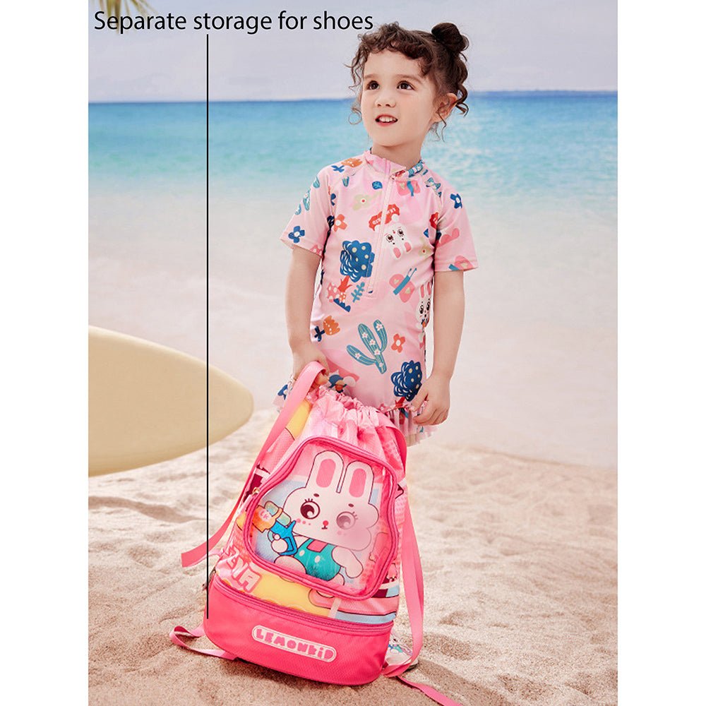 Little Surprise Box Kids Croc/Rabbit waterproof swimming bag/ beach Bag - LSB-SWBAG-PNKRABTFACE