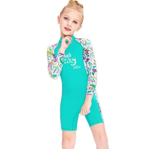Little Surprise Box Kids Full Sleeve Swimwear Mint Green Woodland Print UPF 50+ - 4 - 5 Years Kids Swimwear