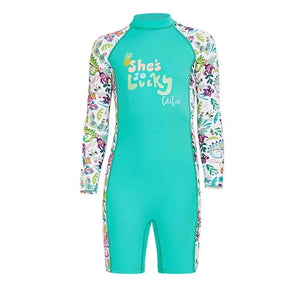 Little Surprise Box Kids Full Sleeve Swimwear Mint Green Woodland Print UPF 50+ - 4 - 5 Years Kids Swimwear