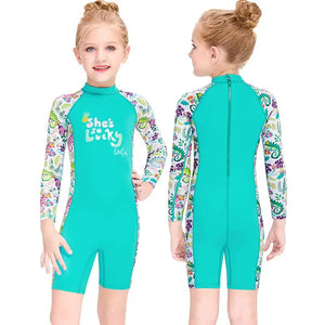 Little Surprise Box Kids Full Sleeve Swimwear Mint Green Woodland Print UPF 50+ - 4 - 5 Years Kids Swimwear