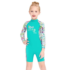 Little Surprise Box Kids Full Sleeve Swimwear Mint Green Woodland Print UPF 50+ - 4 - 5 Years Kids Swimwear