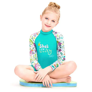 Little Surprise Box Kids Full Sleeve Swimwear Mint Green Woodland Print UPF 50+ - 4 - 5 Years Kids Swimwear