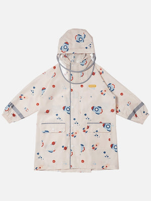 Little Surprise Box Kids Raincoat Jacket Style Rocket Galaxy Theme, Cream - LSB-S5-RC-SPACECREAM-M