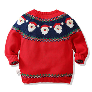 Little Surprise Box Kids Red & Navy HOHO Cardigan Sweater Round Neck - Kids Winter Wear