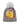 Front facing view of the Little Surprise Box Kids Grey coloured  Winter Cap & Neck Muffler Set, with a yellow dinosaur patch. 