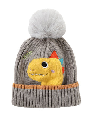 Little Surprise Box Kids Winter Cap & Neck Muffler Set - LSB - CAP - MS - GRY - DINO