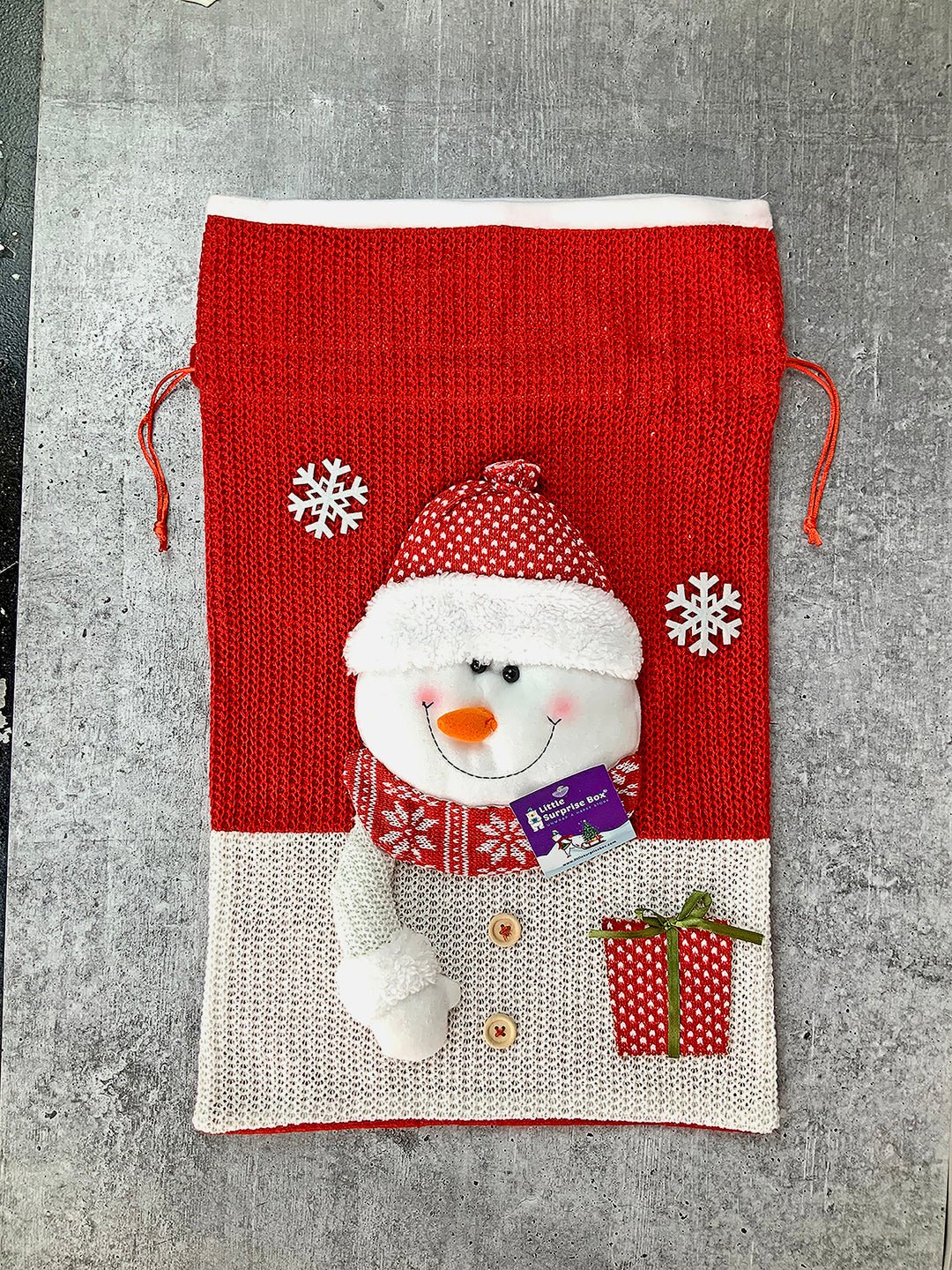 Little Surprise Box Knitted Large Size Christmas Sack and Gift Bag for Christmas Gifts - LSB - CMS - RDWHSNW - SACK