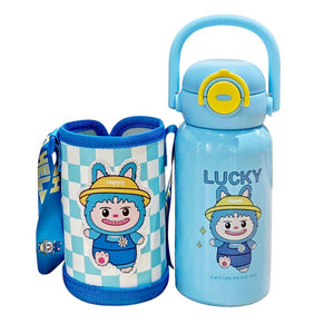 Little Surprise Box Labubu Blue Checks Kids Water Bottle 500ml - Water Bottle
