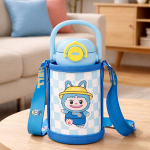 Little Surprise Box Labubu Blue Checks Kids Water Bottle 500ml - Water Bottle
