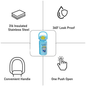 Little Surprise Box Labubu Blue Checks Kids Water Bottle 500ml - Water Bottle