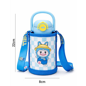 Little Surprise Box Labubu Blue Checks Kids Water Bottle 500ml - Water Bottle