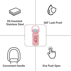 Little Surprise Box Labubu Pink Kids Stainless Steel Water Bottle, 500ml - Water Bottle