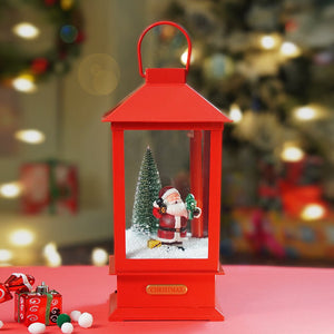 Little Surprise Box Large Red Lantern Snowglobe with Light,Music and Snowfall. - Christmas Decor