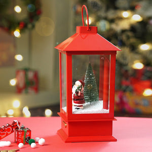 Little Surprise Box Large Red Lantern Snowglobe with Light,Music and Snowfall. - Christmas Decor