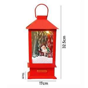 Little Surprise Box Large Red Lantern Snowglobe with Light,Music and Snowfall. - Christmas Decor