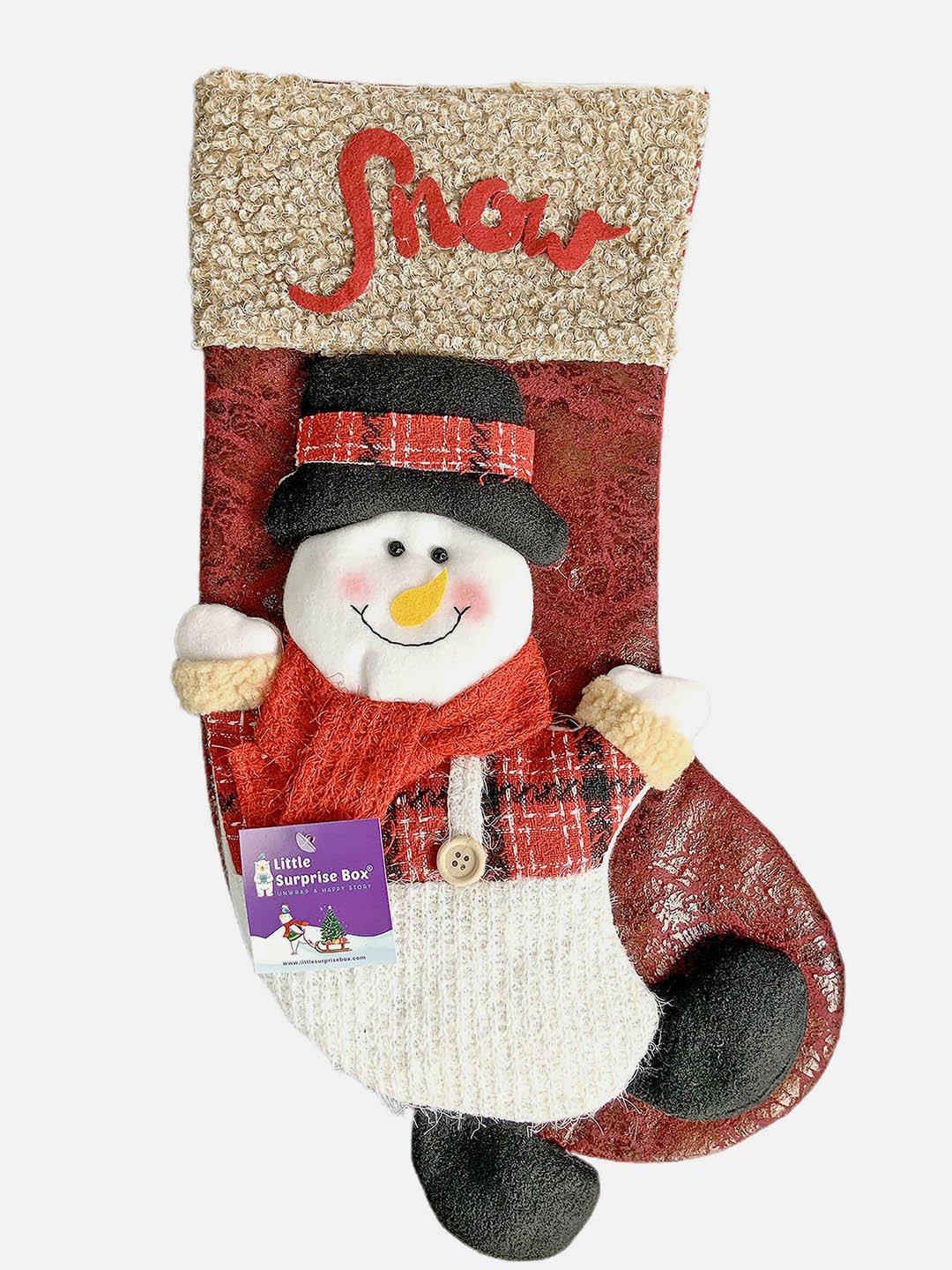 Little Surprise Box, Lettering Christmas Stocking for Gifts and Christmas Décor - 18 inches - LSB - CMS - SNWLETTER - STKG
