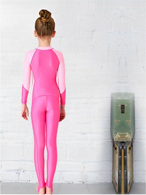 Little Surprise Box, Light Pink & Fuchsia Pink Full Length Swimwear for Kids - Kids Swimwear