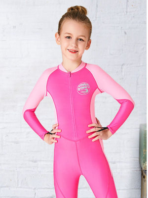 Little Surprise Box, Light Pink & Fuchsia Pink Full Length Swimwear for Kids - Kids Swimwear