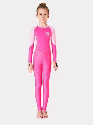 Little Surprise Box, Light Pink & Fuchsia Pink Full Length Swimwear for Kids - Kids Swimwear