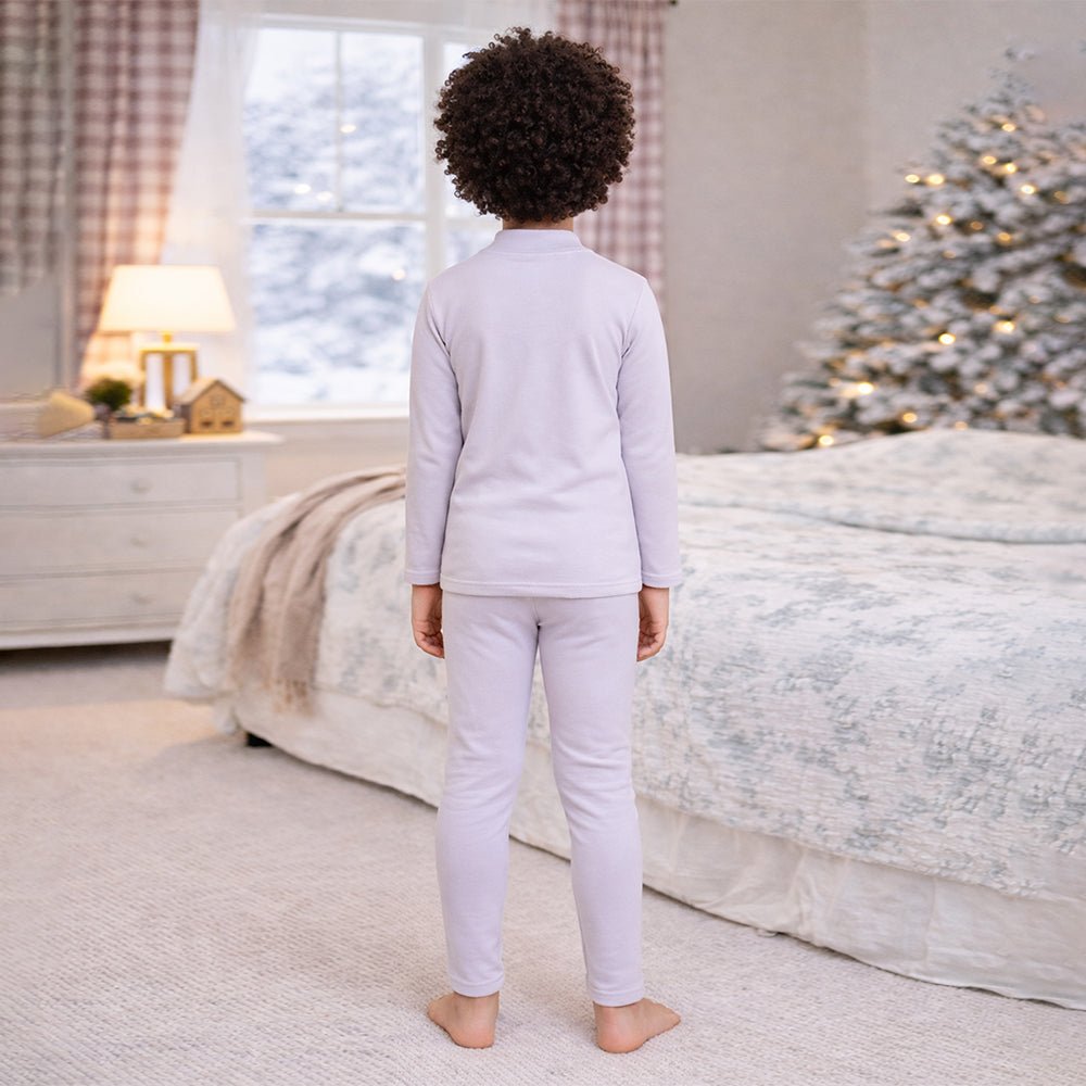 Little Surprise Box Lilac Kelly Crew Neck Upper & Lower Body Thermal Winter Warmers For Kids - Set Of 2 Pcs - 2 - 3 Years Kids Thermal Wear