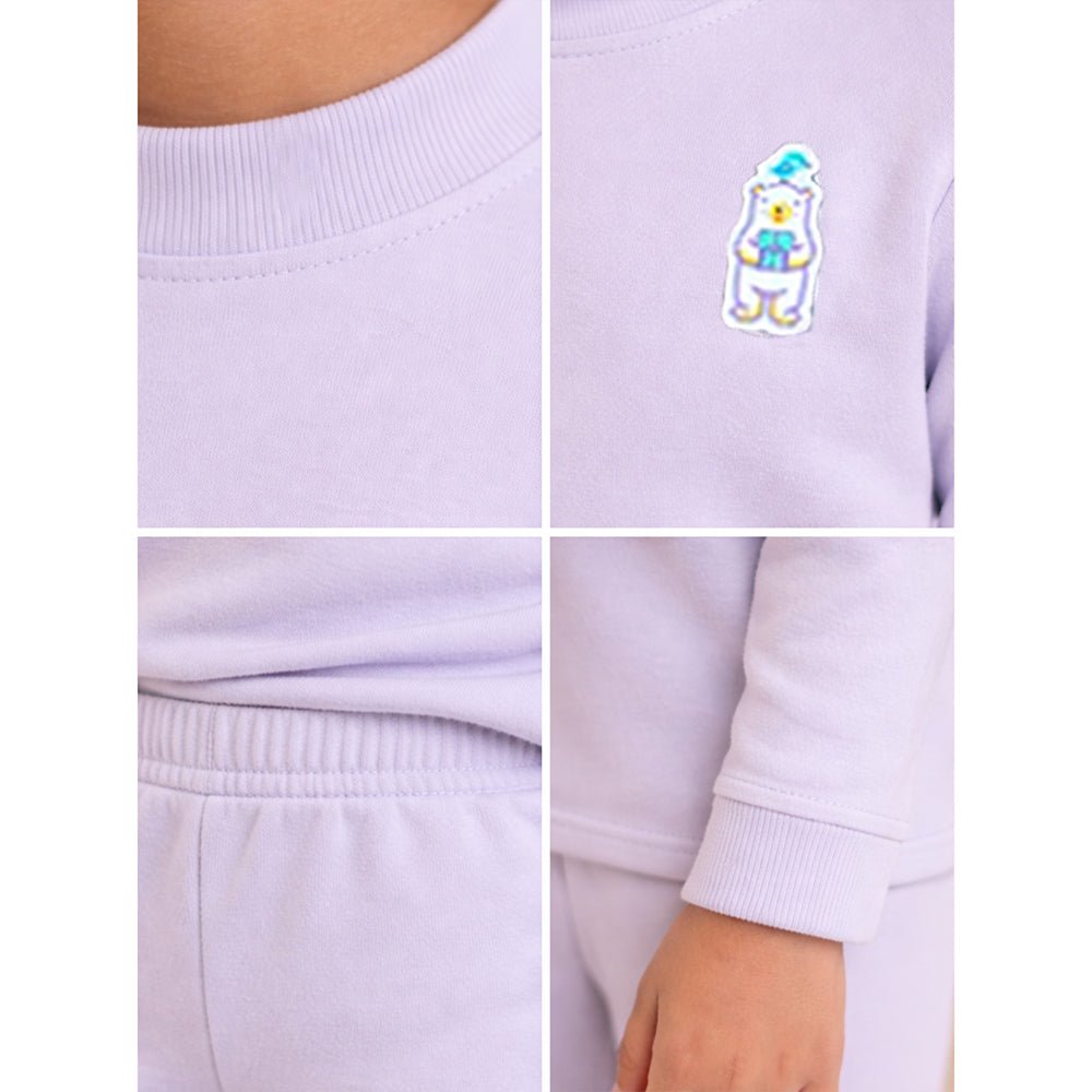 Little Surprise Box Lilac Kelly Crew Neck Upper & Lower Body Thermal Winter Warmers For Kids - Set Of 2 Pcs - 2 - 3 Years Kids Thermal Wear