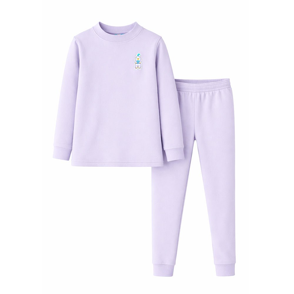 Little Surprise Box Lilac Kelly Crew Neck Upper & Lower Body Thermal Winter Warmers For Kids - Set Of 2 Pcs - 2 - 3 Years Kids Thermal Wear