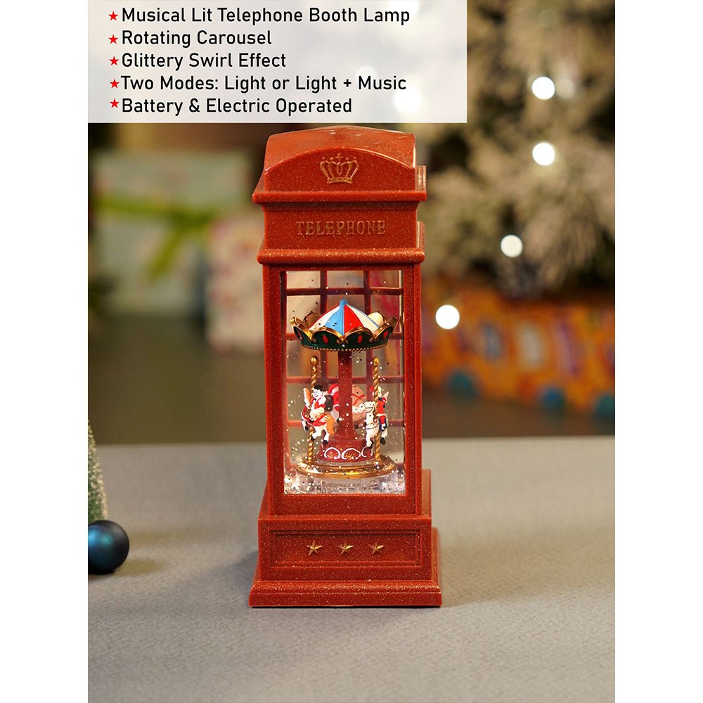 Little Surprise Box London Booth Carousel, Musical Rotating Glitter Water Light, Christmas Lantern - Christmas Decor