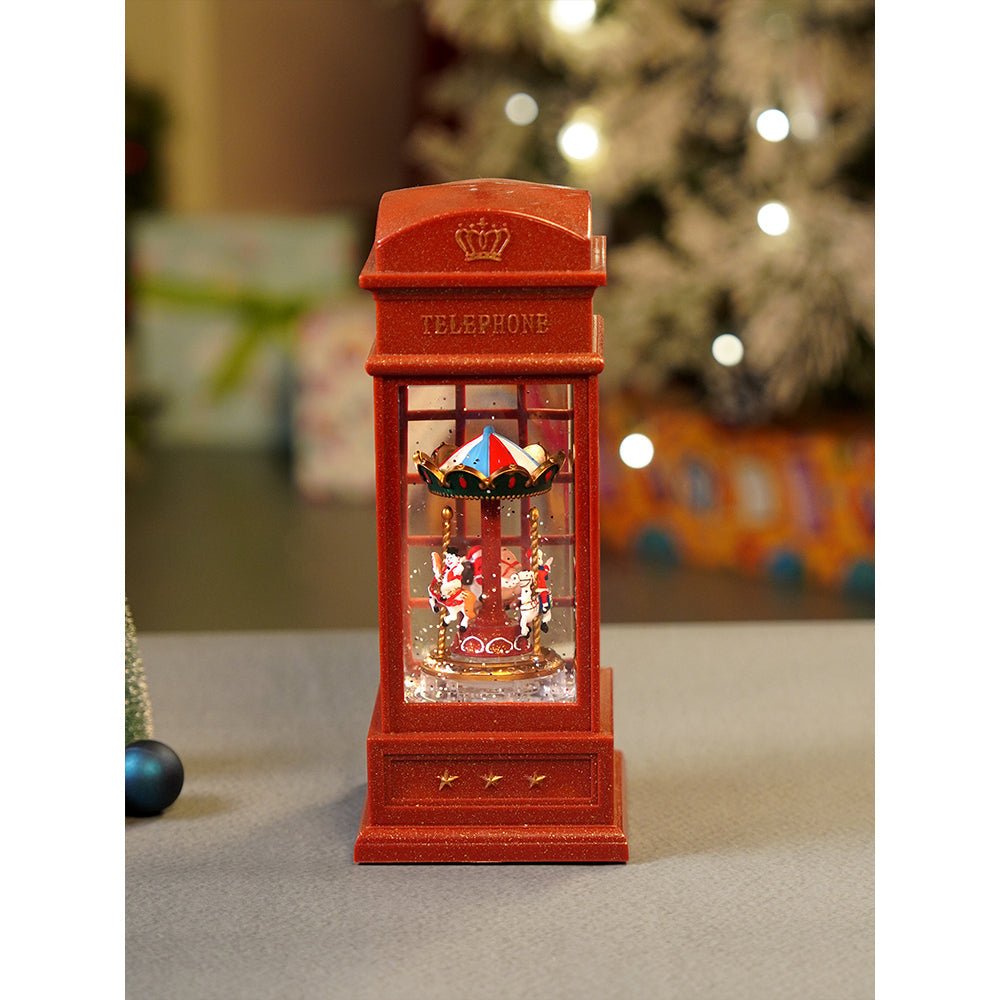 Little Surprise Box London Booth Carousel, Musical Rotating Glitter Water Light, Christmas Lantern - Christmas Decor