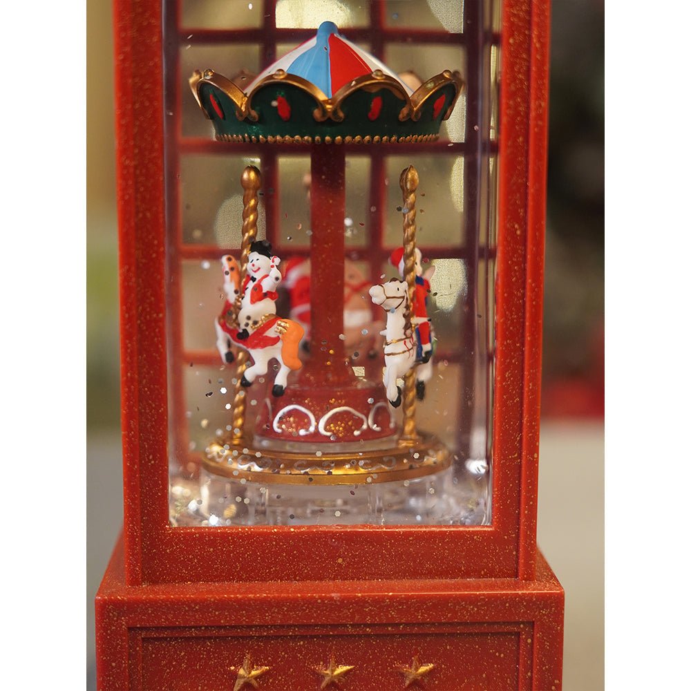 Little Surprise Box London Booth Carousel, Musical Rotating Glitter Water Light, Christmas Lantern - Christmas Decor