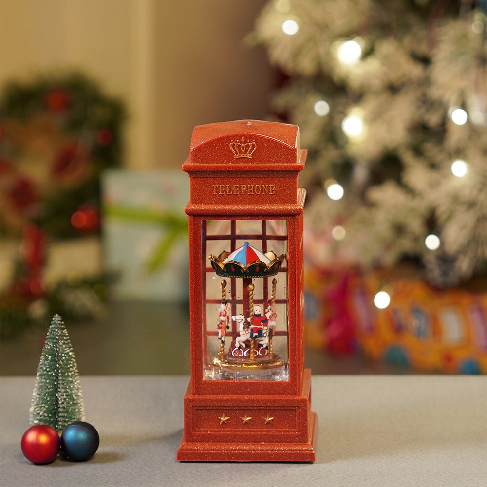 Little Surprise Box London Booth Carousel, Musical Rotating Glitter Water Light, Christmas Lantern - Christmas Decor