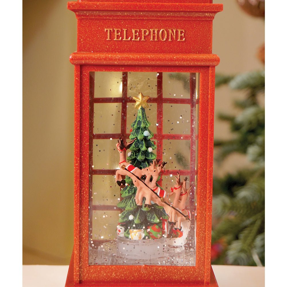 Little Surprise Box London Booth Flying Deer, Musical Rotating Glitter Water Light, Christmas Lantern - Christmas Decor