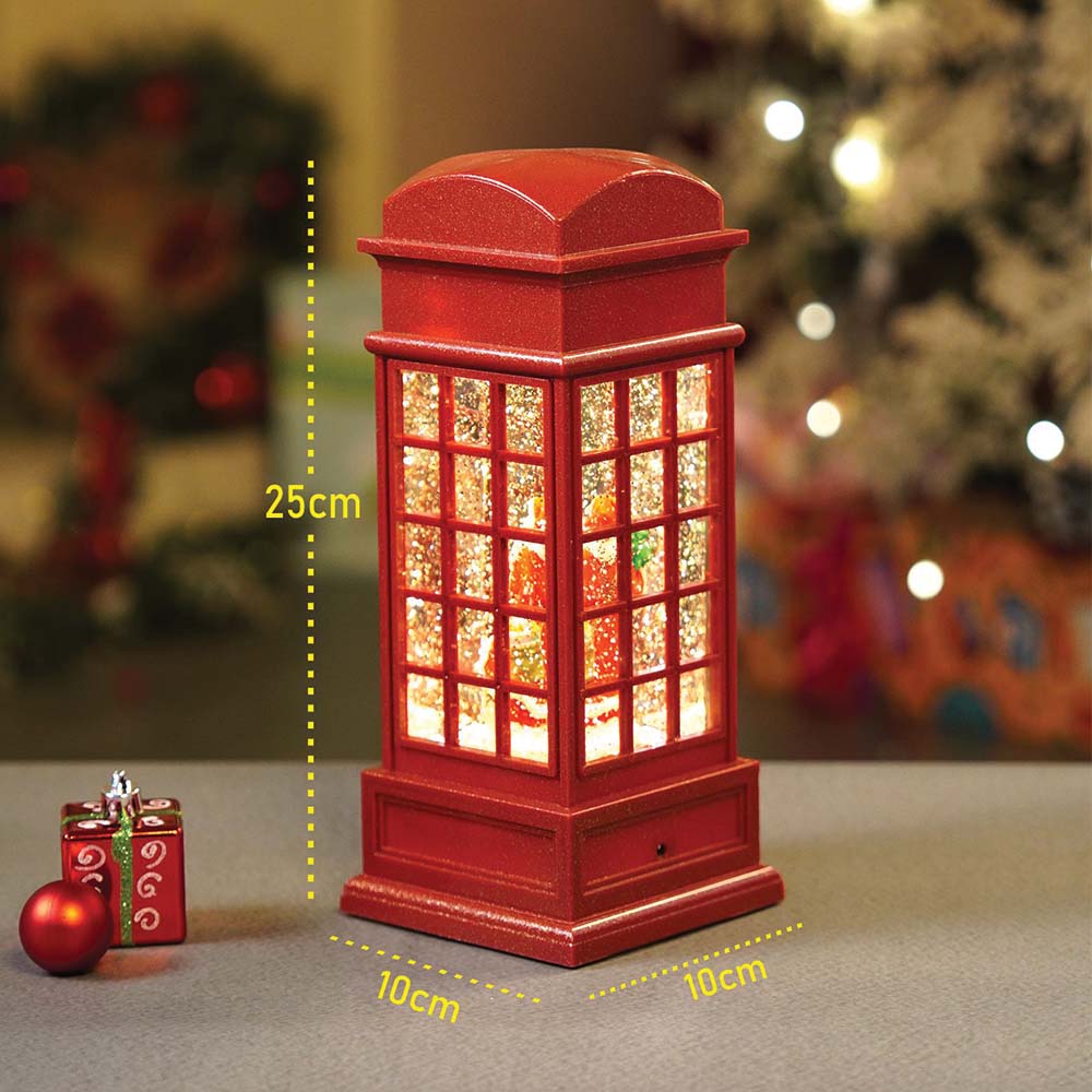 Little Surprise Box London Booth Flying Deer, Musical Rotating Glitter Water Light, Christmas Lantern - Christmas Decor