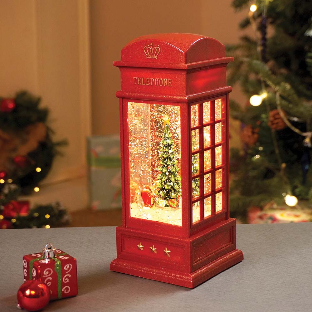 Little Surprise Box London Booth Flying Deer, Musical Rotating Glitter Water Light, Christmas Lantern - Christmas Decor