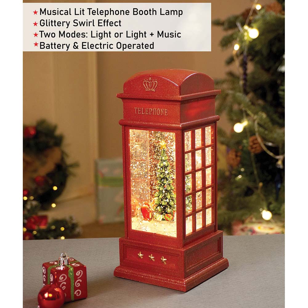 Little Surprise Box London Booth Flying Deer, Musical Rotating Glitter Water Light, Christmas Lantern - Christmas Decor