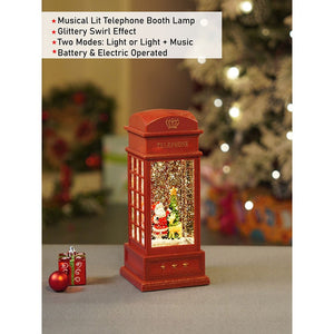 Little Surprise Box London Booth Santa with Tree and Deer, Musical Glitter Water Light, Christmas Lantern - Christmas Decor