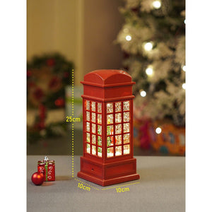 Little Surprise Box London Booth Santa with Tree and Deer, Musical Glitter Water Light, Christmas Lantern - Christmas Decor