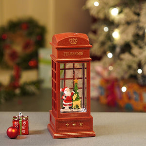 Little Surprise Box London Booth Santa with Tree and Deer, Musical Glitter Water Light, Christmas Lantern - Christmas Decor