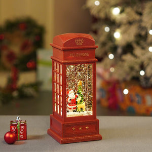 Little Surprise Box London Booth Santa with Tree and Deer, Musical Glitter Water Light, Christmas Lantern - Christmas Decor