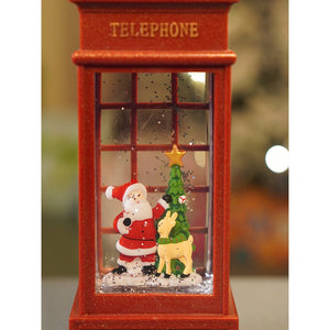 Little Surprise Box London Booth Santa with Tree and Deer, Musical Glitter Water Light, Christmas Lantern - Christmas Decor