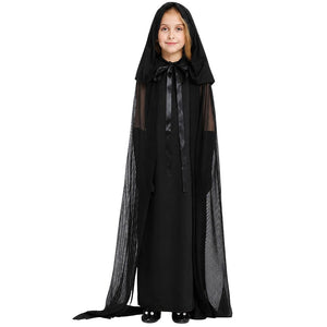 Little Surprise Box Long Black Cloak Witch Halloween Costume for Kids - 11-12Y Halloween