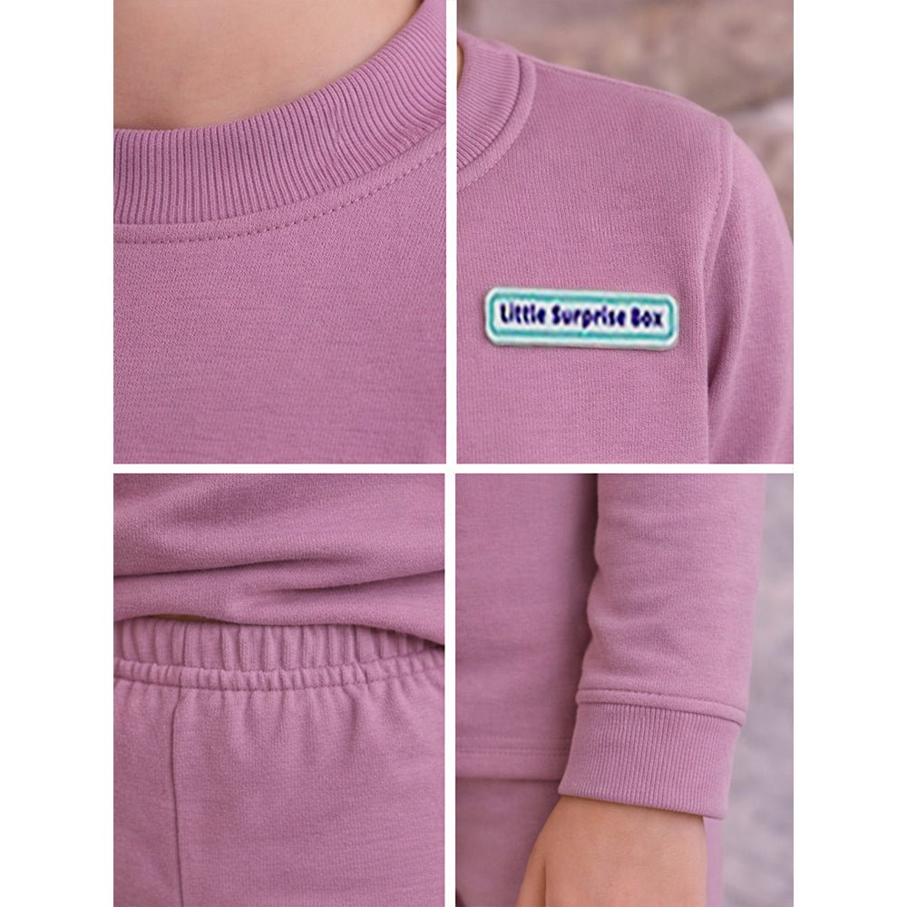Little Surprise Box LSB Mauve Round Neck Upper & Lower Body Thermal Winter Warmers For Kids - Set Of 2 Pcs - 2 - 3 Years Kids Thermal Wear