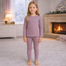 Little Surprise Box LSB Mauve Round Neck Upper & Lower Body Thermal Winter Warmers For Kids - Set Of 2 Pcs - 2 - 3 Years Kids Thermal Wear