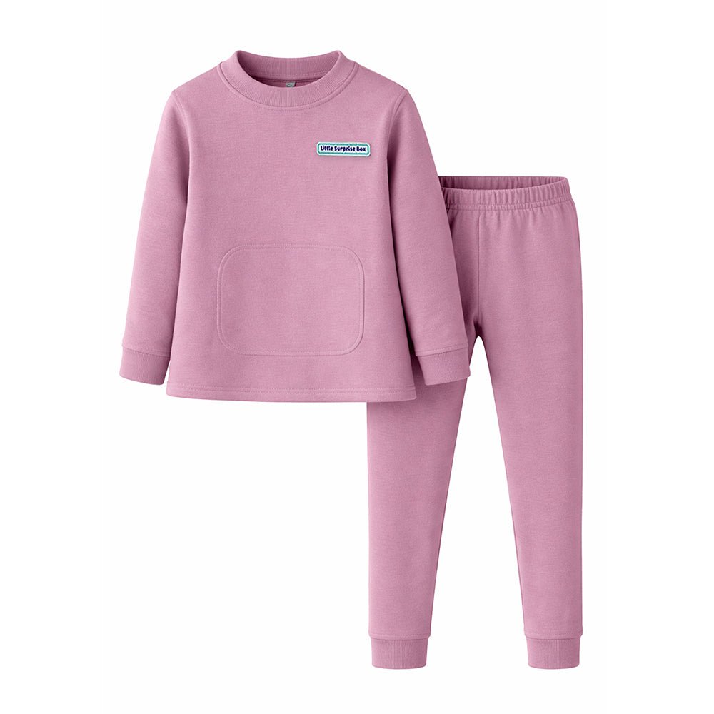 Little Surprise Box LSB Mauve Round Neck Upper & Lower Body Thermal Winter Warmers For Kids - Set Of 2 Pcs - 2 - 3 Years Kids Thermal Wear