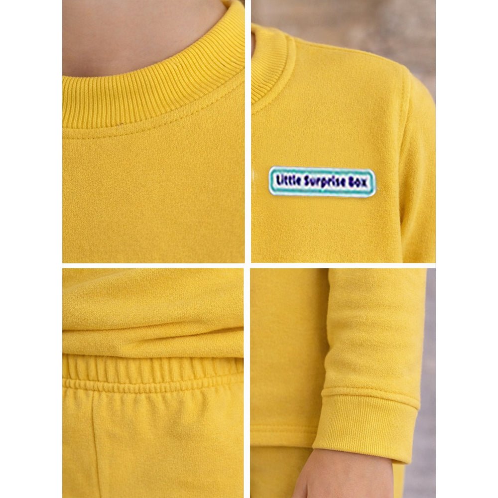 Little Surprise Box LSB Mustard Round Neck Upper & Lower Body Thermal Winter Warmers For Kids - Set Of 2 Pcs - 2 - 3 Years Kids Thermal Wear