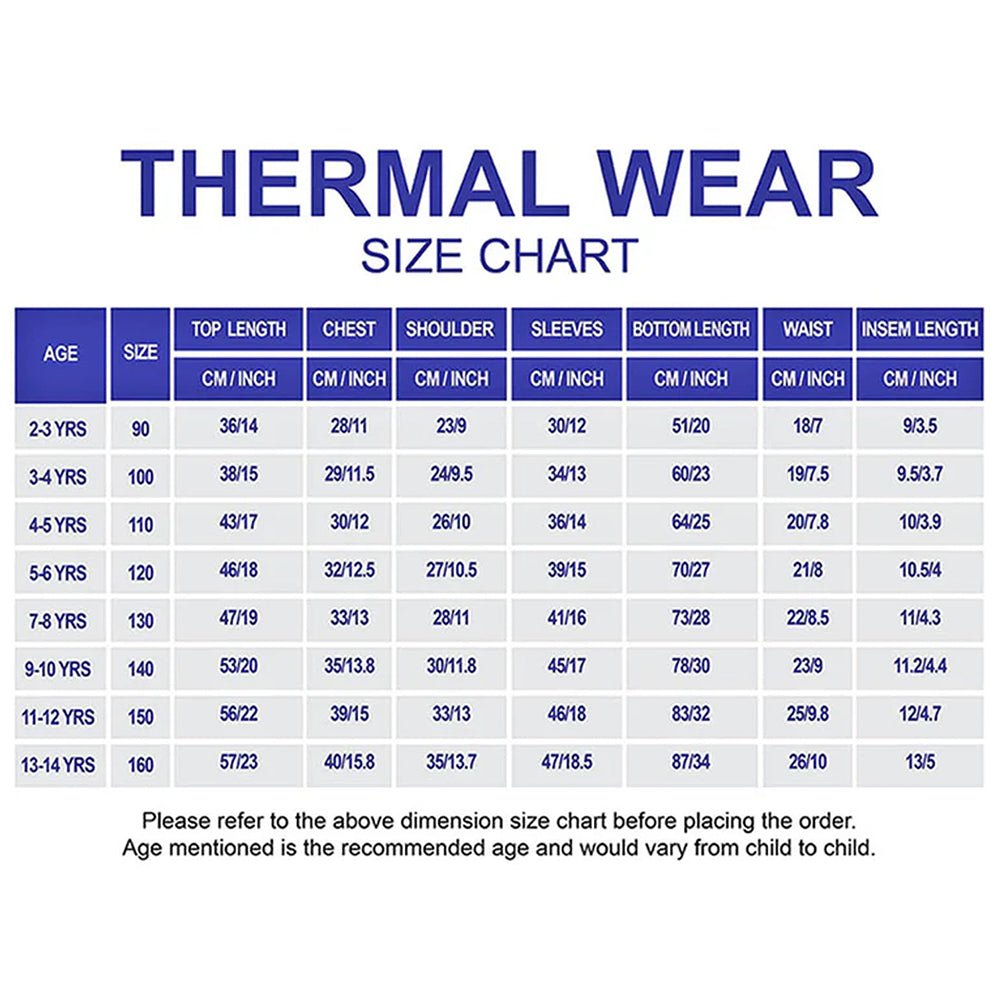 Little Surprise Box , LSB Navy Round Neck Upper & Lower Body Thermal Winter Warmers For Kids - Set Of 2 Pcs - 2 - 3 Years Kids Thermal Wear