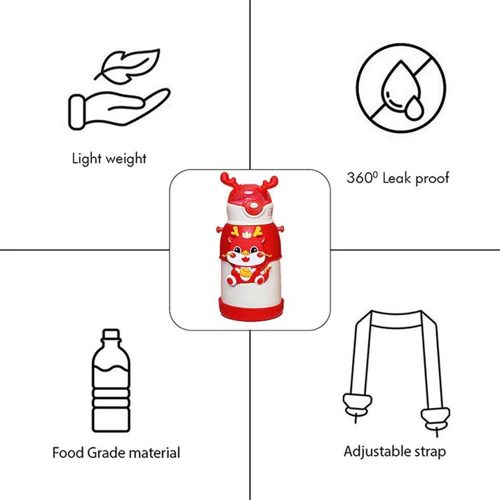 Little Surprise Box Lucky Dragon Theme Kids Water Bottle - LSB - WB - WHTEDRAGON