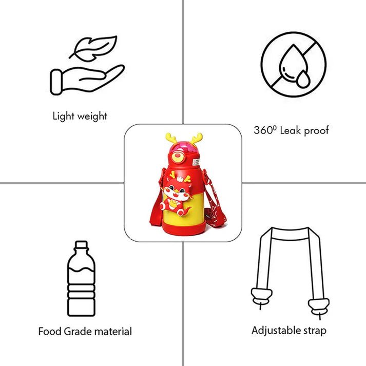Little Surprise Box Lucky Dragon Theme Kids Water Bottle - LSB - WB - WHTEDRAGON