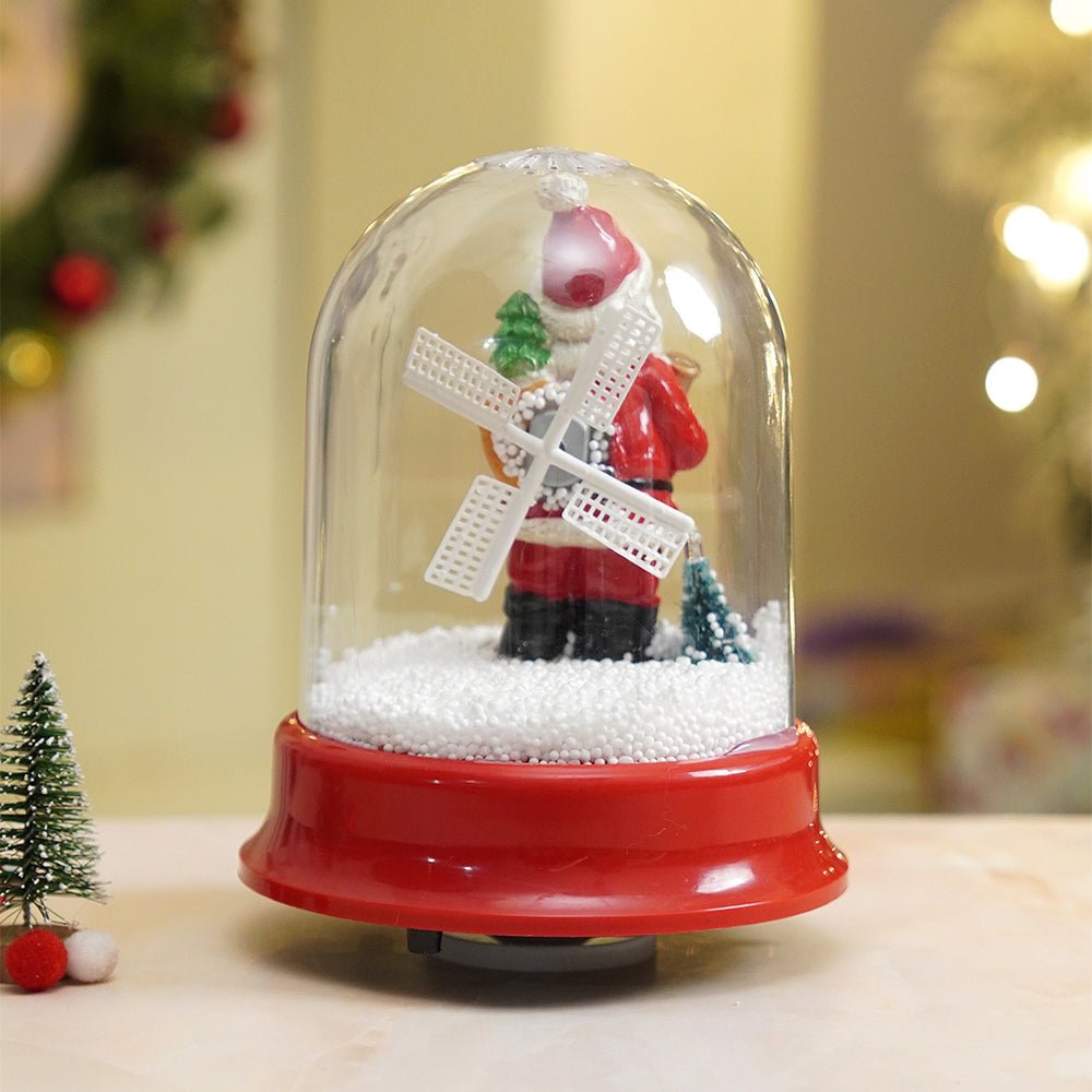 Little Surprise Box Lucky Sack& Bell Santa , Musical Snow Globe Dome Christmas Décor and Decoration. - Christmas Decor